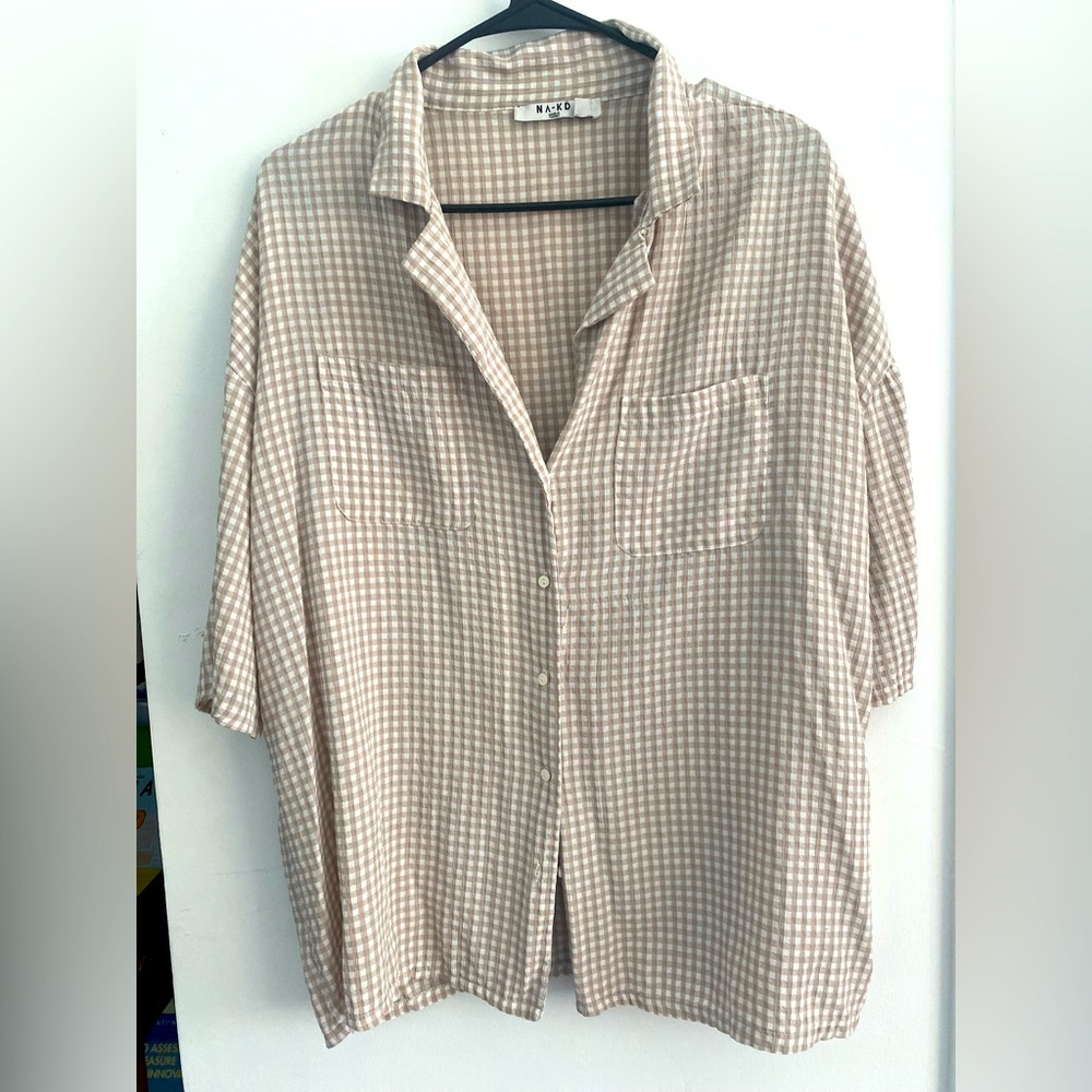 Women's Beige Checkered Tunic